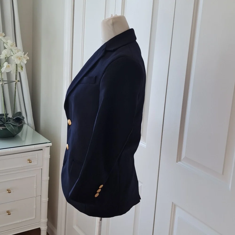 NWOT Lands' End Boys Youth Classic Navy Wool Blend‎ Blazer Lined Gold Buttons 8H